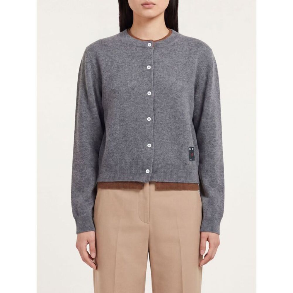 Marni Women Marni Crewneck Cardigan In 100% Cashmere With Button Closure